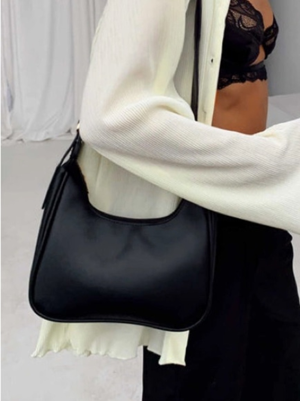 Princess Polly Ludo Shoulder Bag Black Y2K Vegan Leather